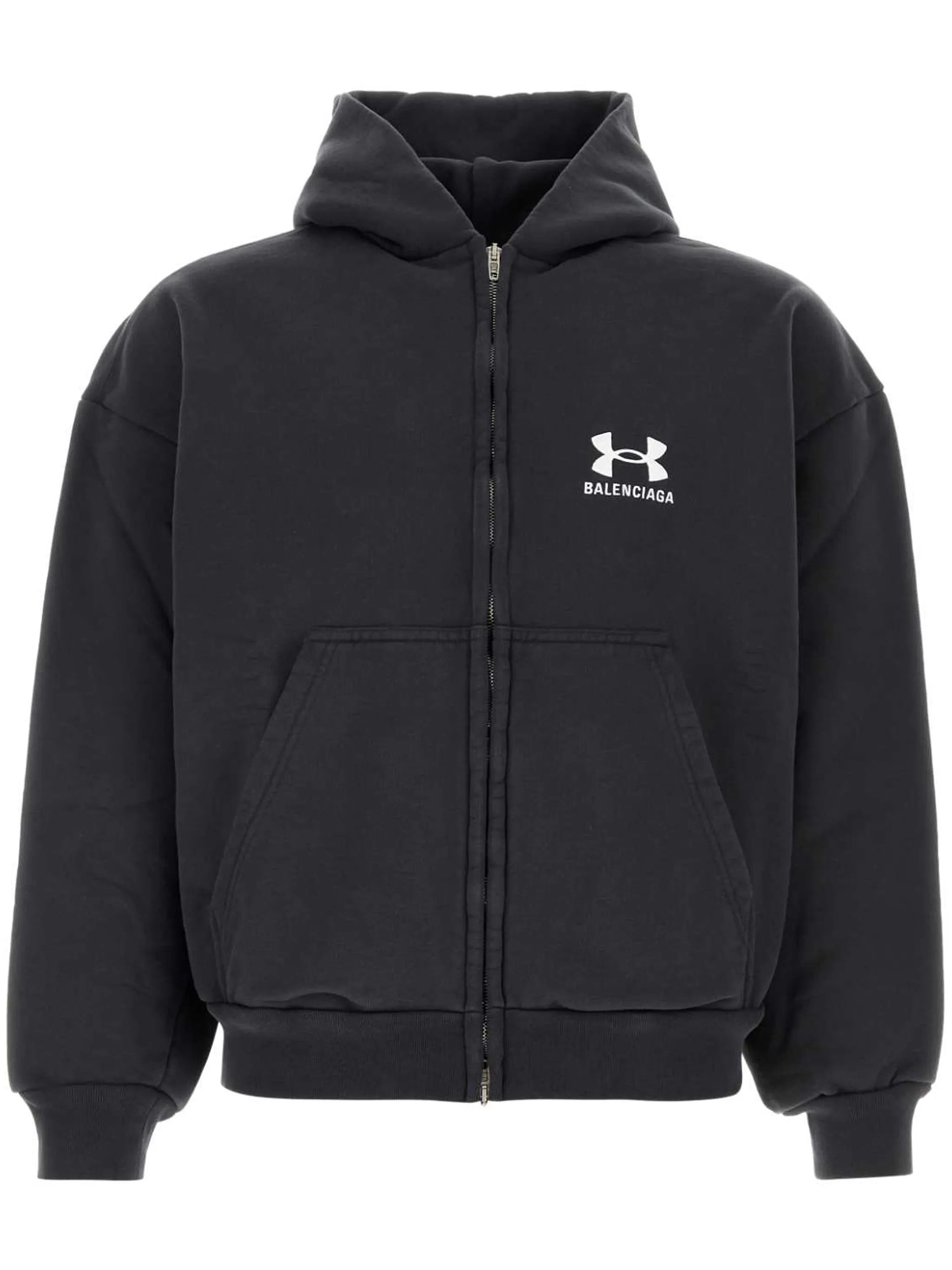BALENCIAGA - Zip Up Hoodie Under Armour Washed Black BALENCIAGA - Zip Up Hoodie Under Armour Washed Black