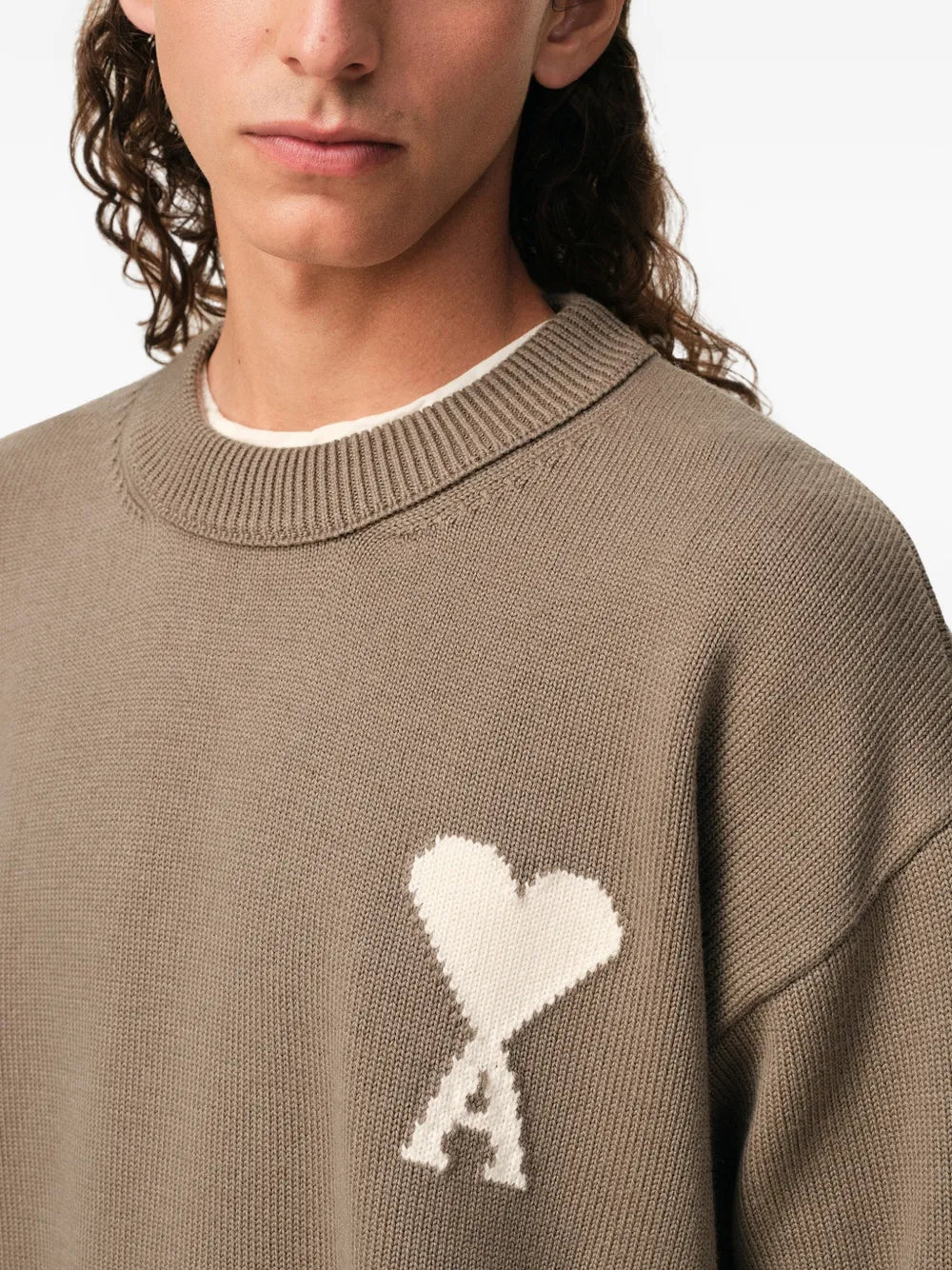 AMI - ADC Crewneck Sweater Beige Taupe Ecru – Anrosa Store