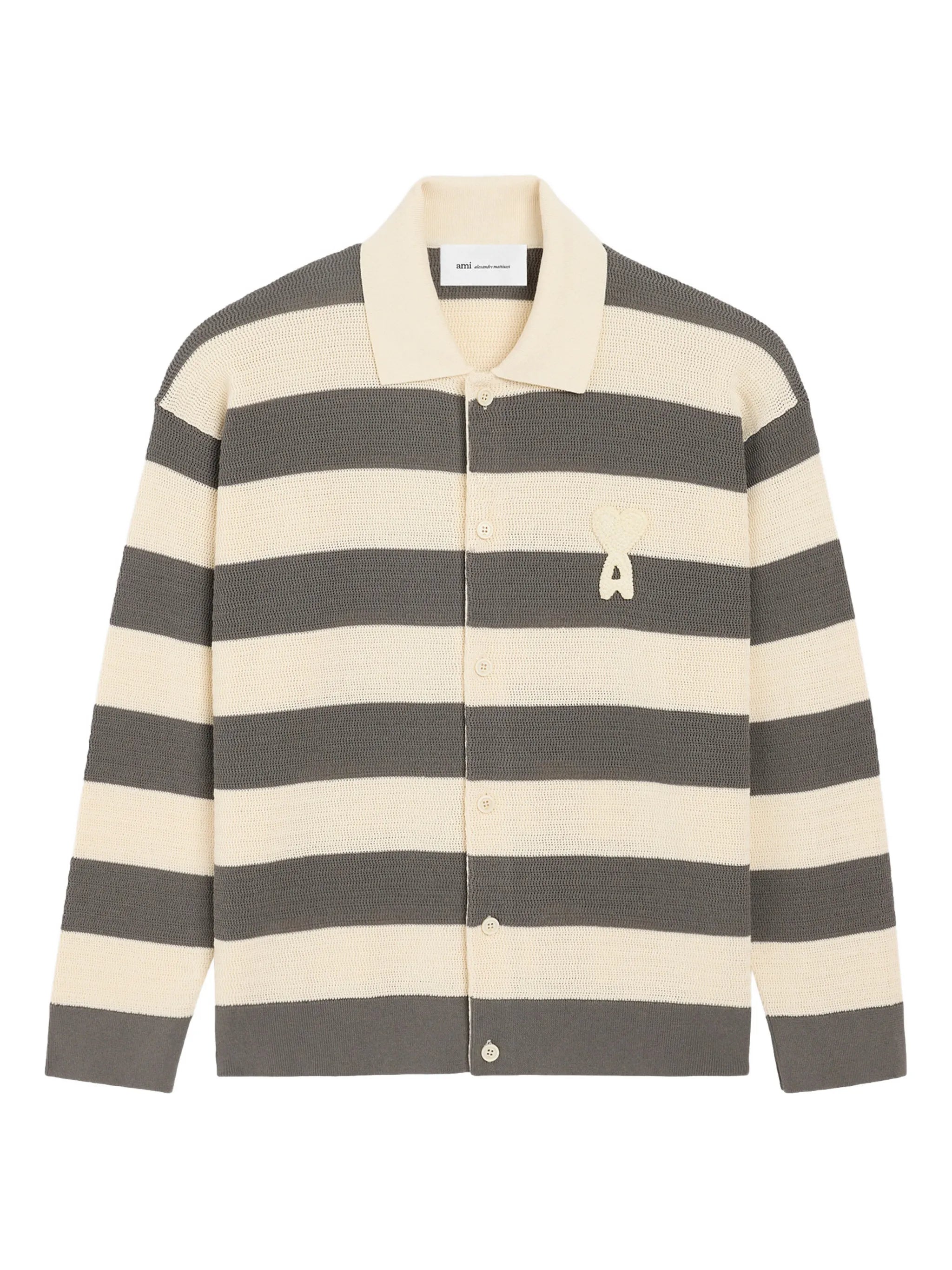 ami様 AMI - Shirt Collar Cardigan ADC Patch Blanc Creme Carbone – Anrosa