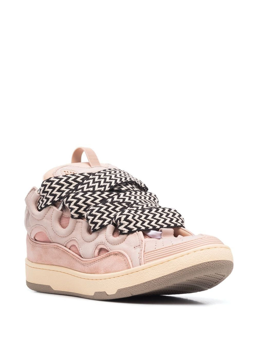 LANVIN - Leather Curb Pale Pink Sneakers