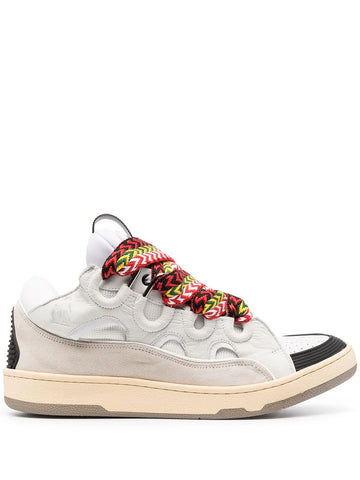 LANVIN - Leather Curb White Sneakers