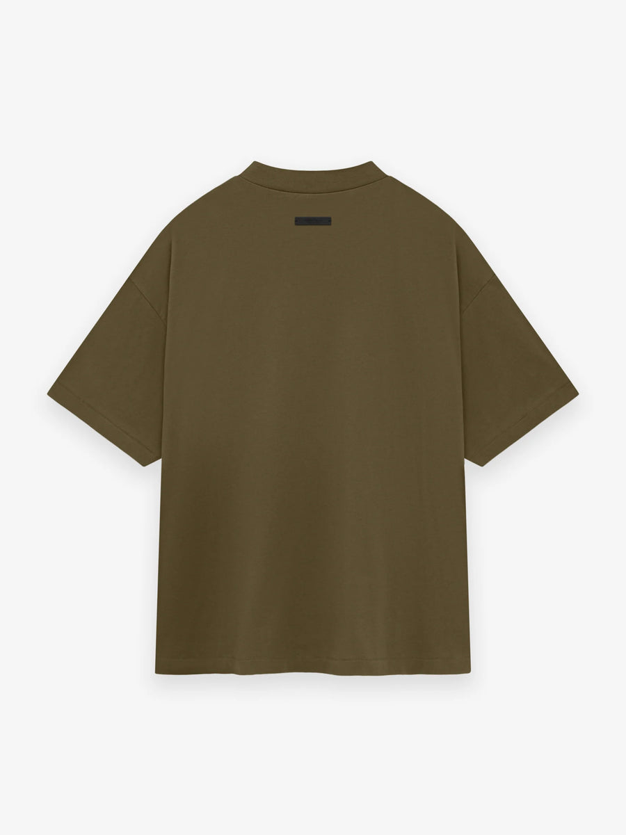 ESSENTIALS - Jersey Crewneck T-Shirt Olive