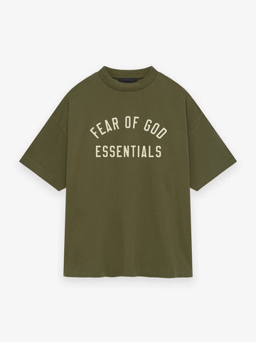 ESSENTIALS - Jersey Crewneck T-Shirt Military