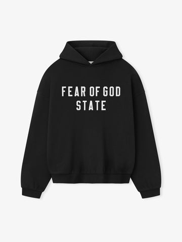 ESSENTIALS - 90's Fit Fleece Hoodie Jet Black