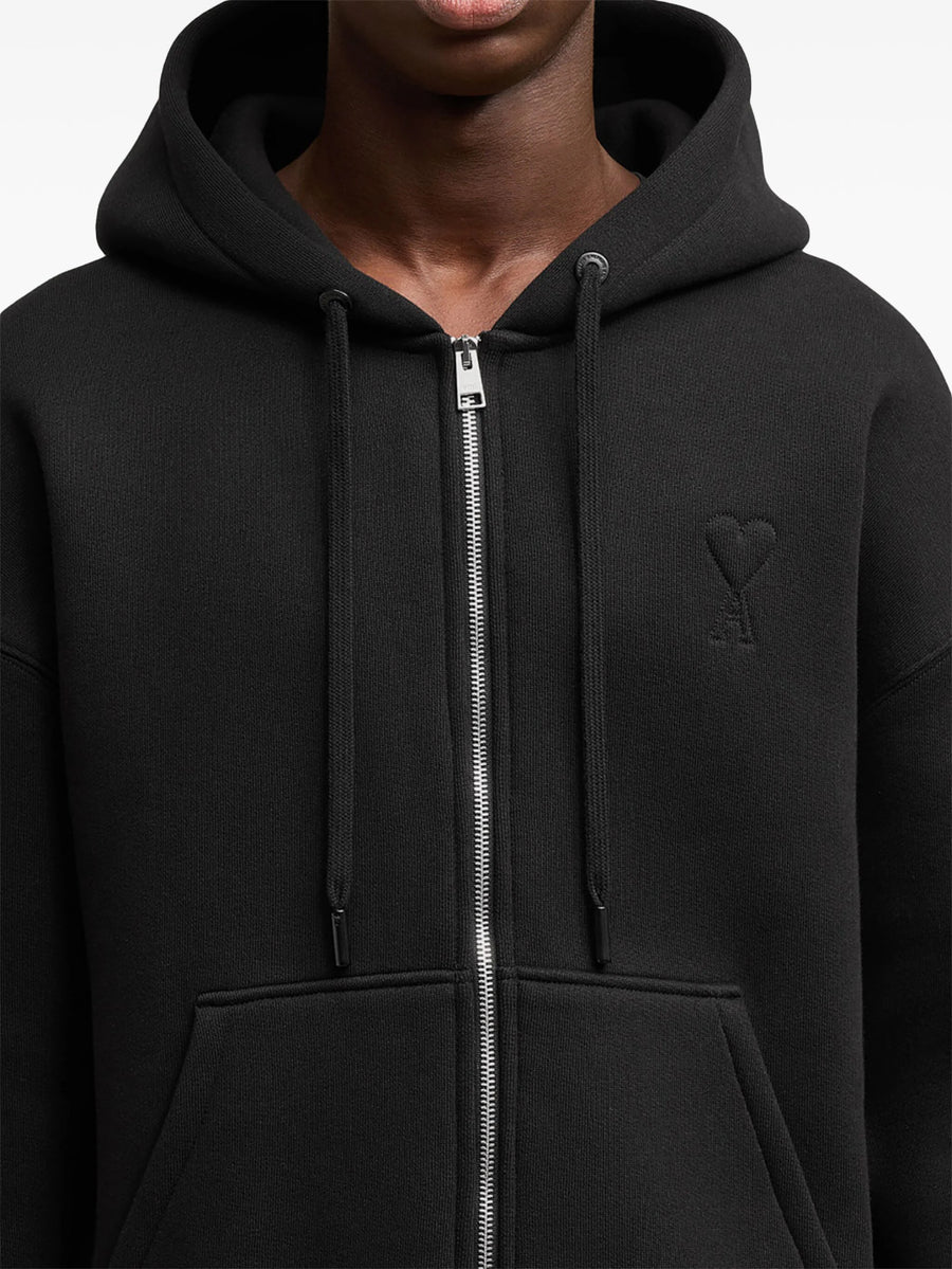 AMI - ADC Embossed Zip Hoodie Black