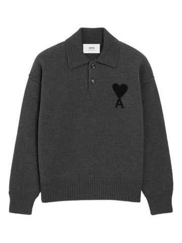 AMI - ADC Crewneck Polo Gris Chine/Noir