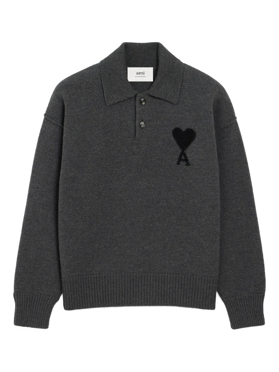 AMI - ADC Crewneck Polo Gris Chine/Noir