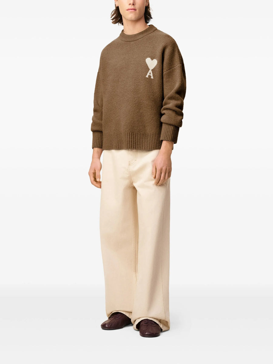 AMI - ADC Crewneck Sweater Noisette Ecru