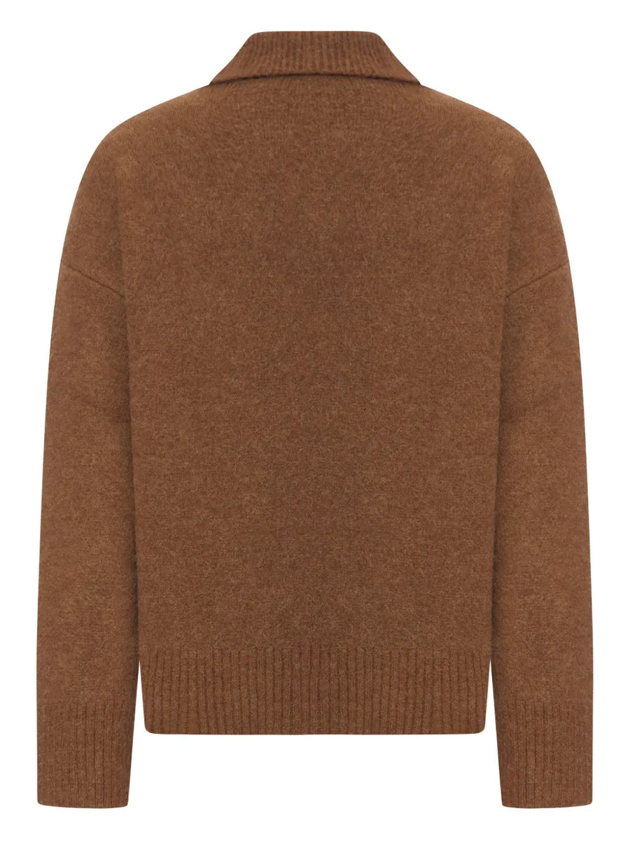 AMI - ADC Polo Sweater Noisette Ecru