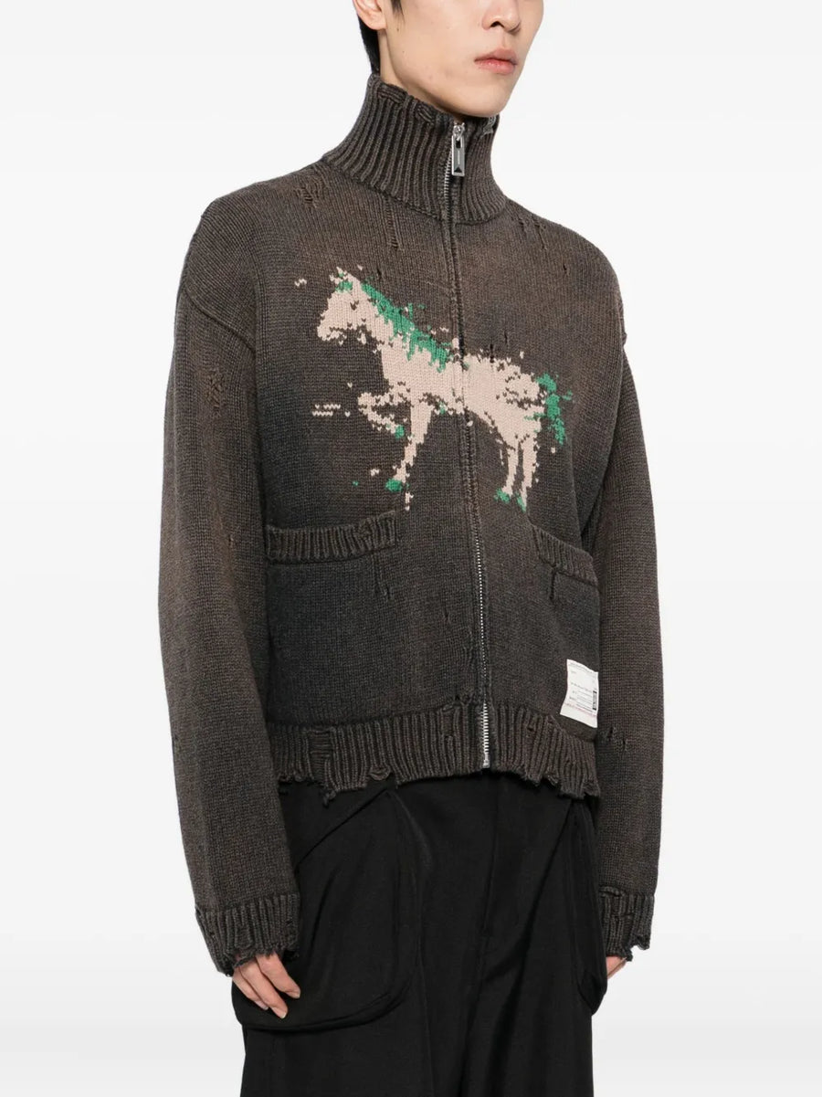 MAISON MIHARA YASUHIRO - Hoose Jacquard Knit Cardigan Black