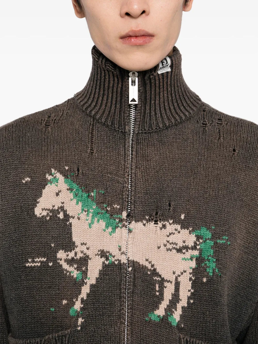 MAISON MIHARA YASUHIRO - Hoose Jacquard Knit Cardigan Black