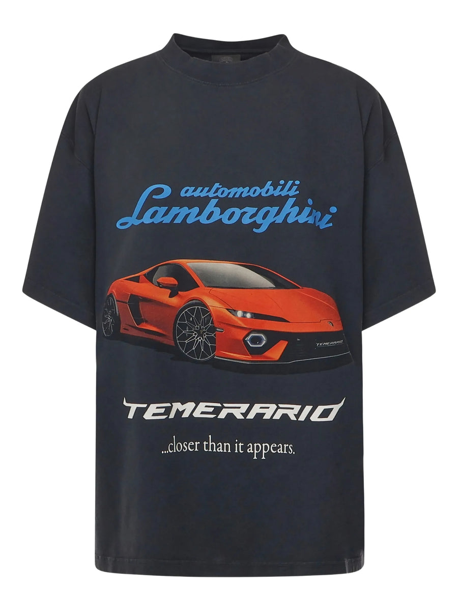 BALENCIAGA - Oversized T-shirt Lamborghini Faded Black