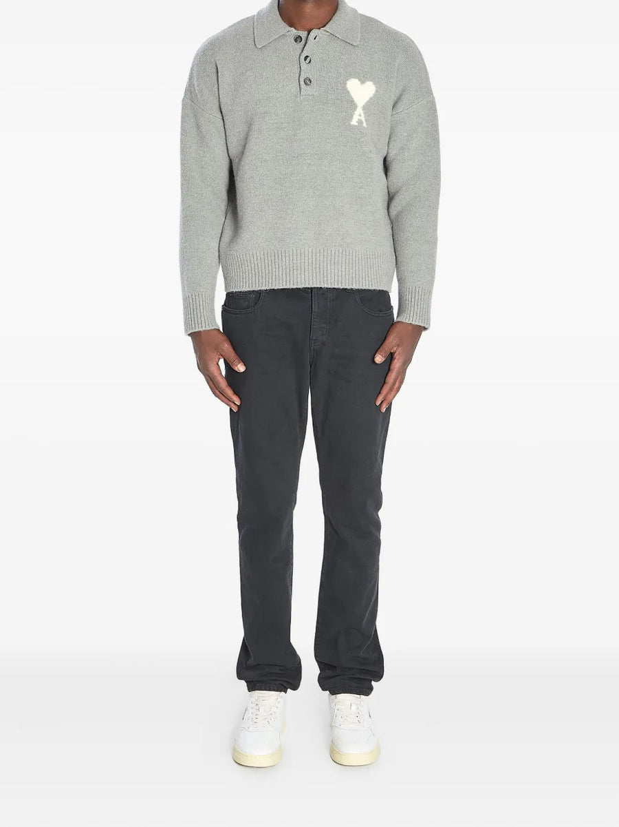 AMI - ADC Polo Sweater Gris Ecru