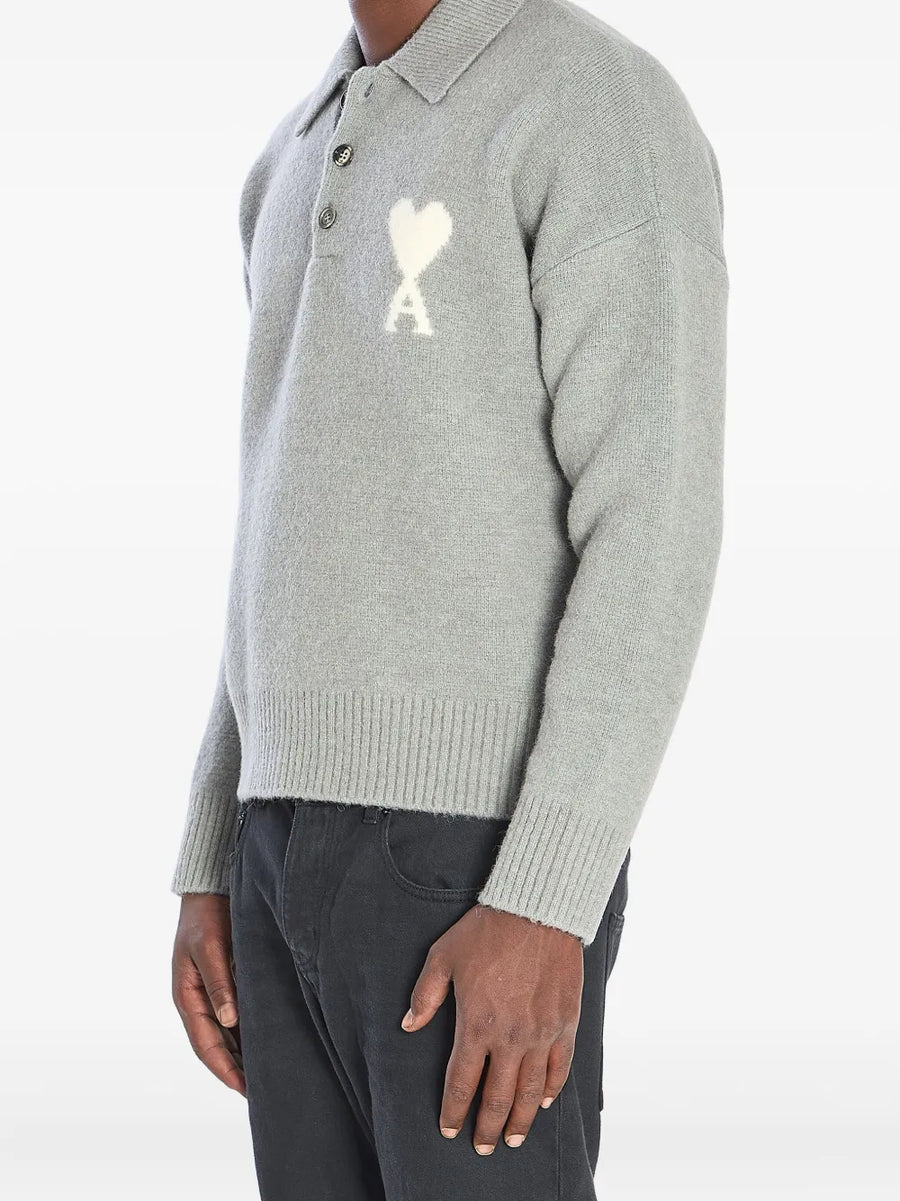 AMI - ADC Polo Sweater Gris Ecru