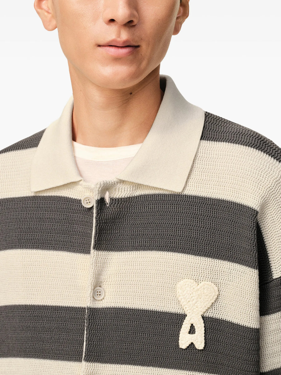 AMI - Shirt Collar Cardigan ADC Patch Blanc Creme Carbone – Anrosa AMI - Shirt Collar Cardigan ADC Patch Blanc Creme Carbone – Anrosa