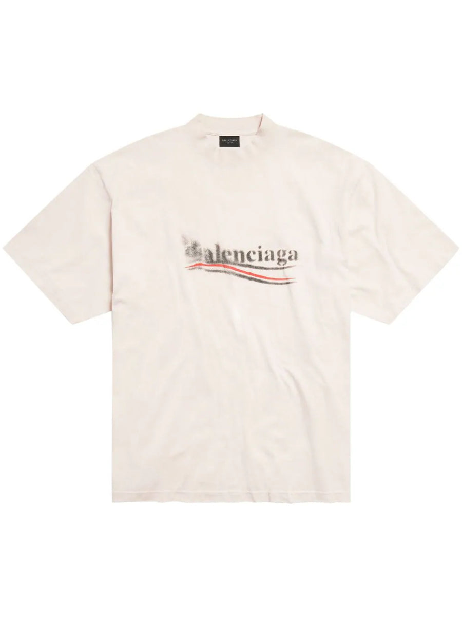 BALENCIAGA - Political Stencil Vintage T-shirt Ecru