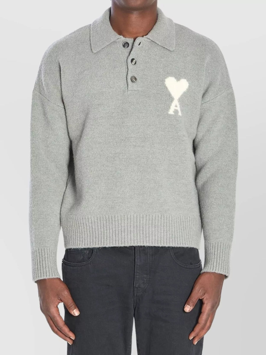 AMI - ADC Polo Sweater Gris Ecru