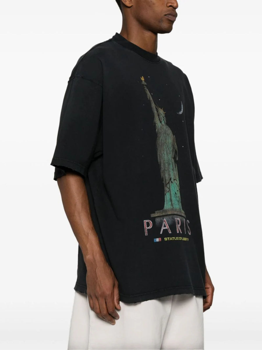 BALENCIAGA - Paris Liberty Faded Tee Black