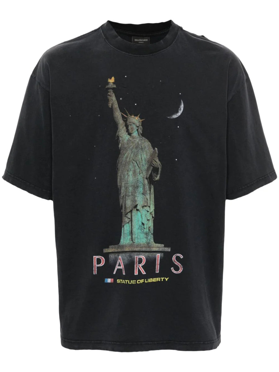 BALENCIAGA - Paris Liberty Faded Tee Black