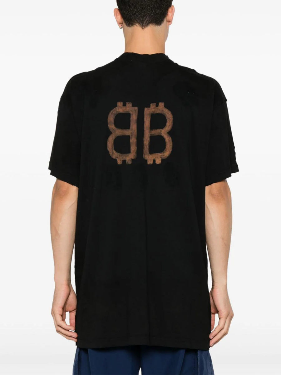 BALENCIAGA - Paris Moon Crypto Tee Wash Black