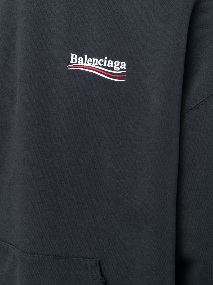 BALENCIAGA - Political Black Medium Fit Hoodie