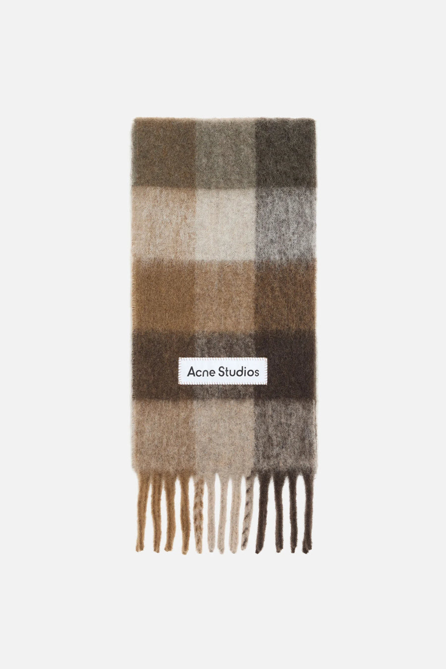 ACNE STUDIOS - Mohair Checked Scarf Dark Brown White Brown