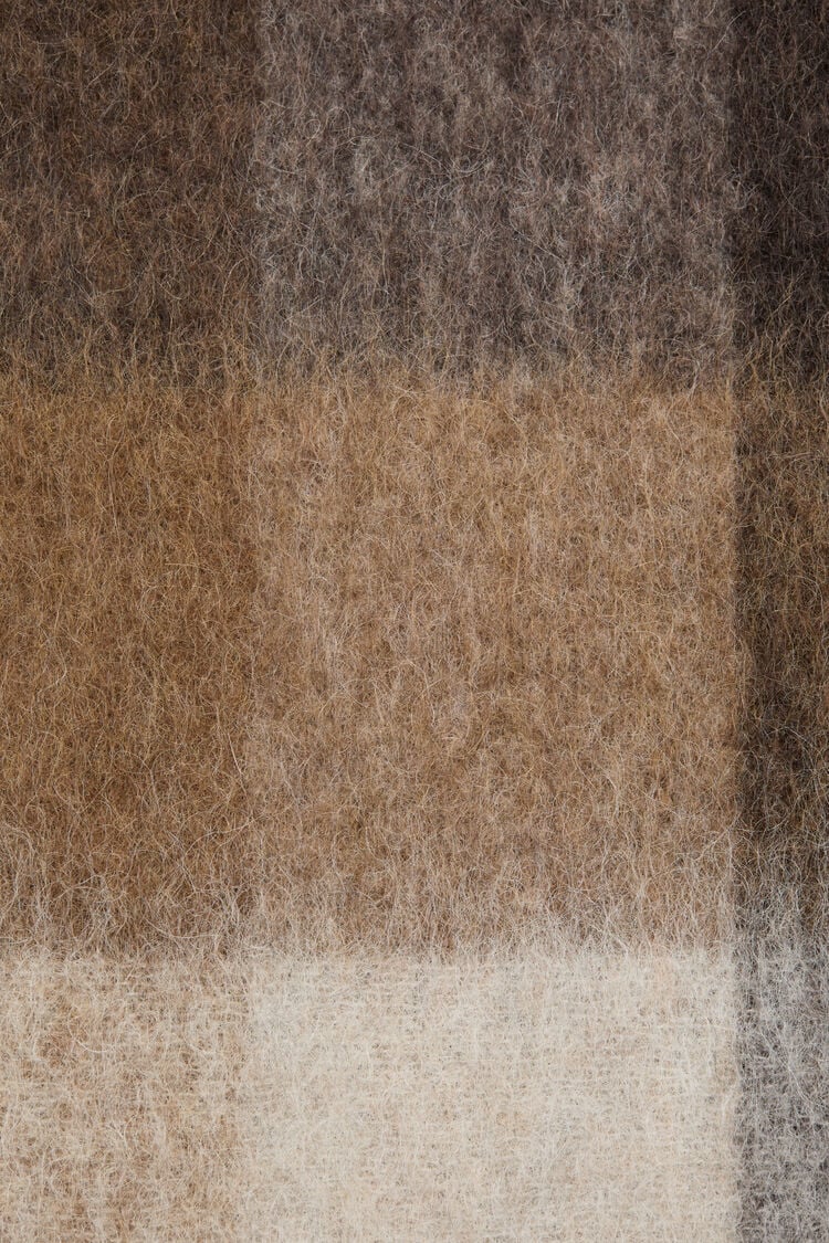 ACNE STUDIOS - Mohair Checked Scarf Dark Brown White Brown