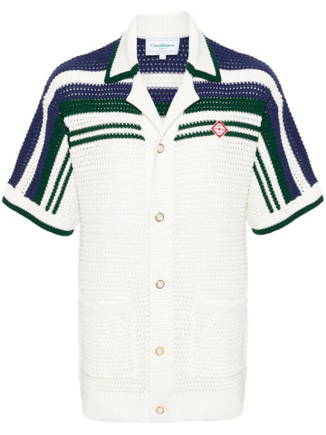CASABLANCA - Crochet Effect Tennis Shirt