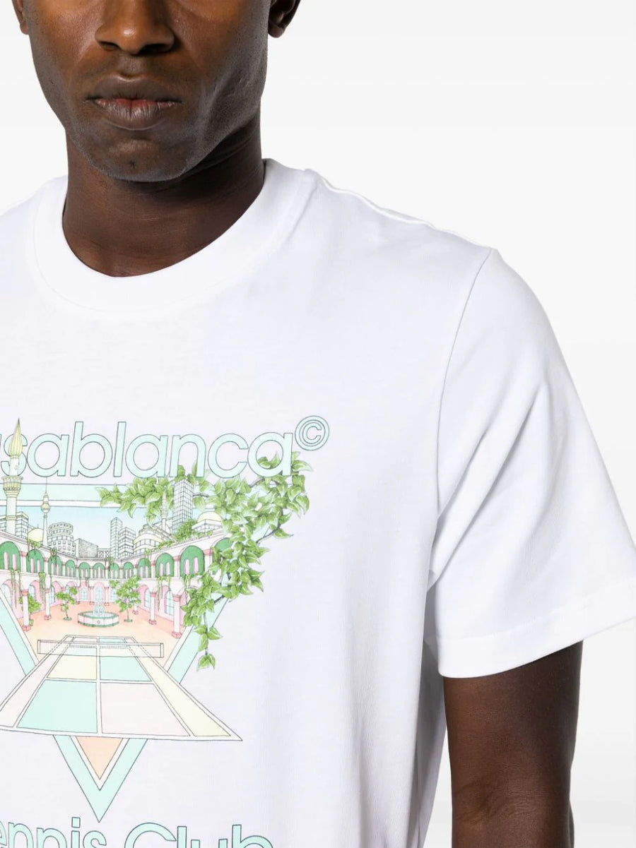 CASABLANCA - Tennis Club Pastelle Printed T-Shirt White