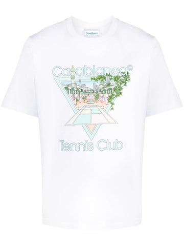 CASABLANCA - Tennis Club Pastelle Printed T-Shirt White