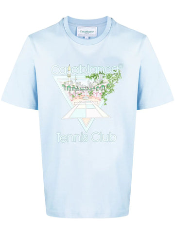 CASABLANCA - Tennis Club Printed T-Shirt Pale Blue