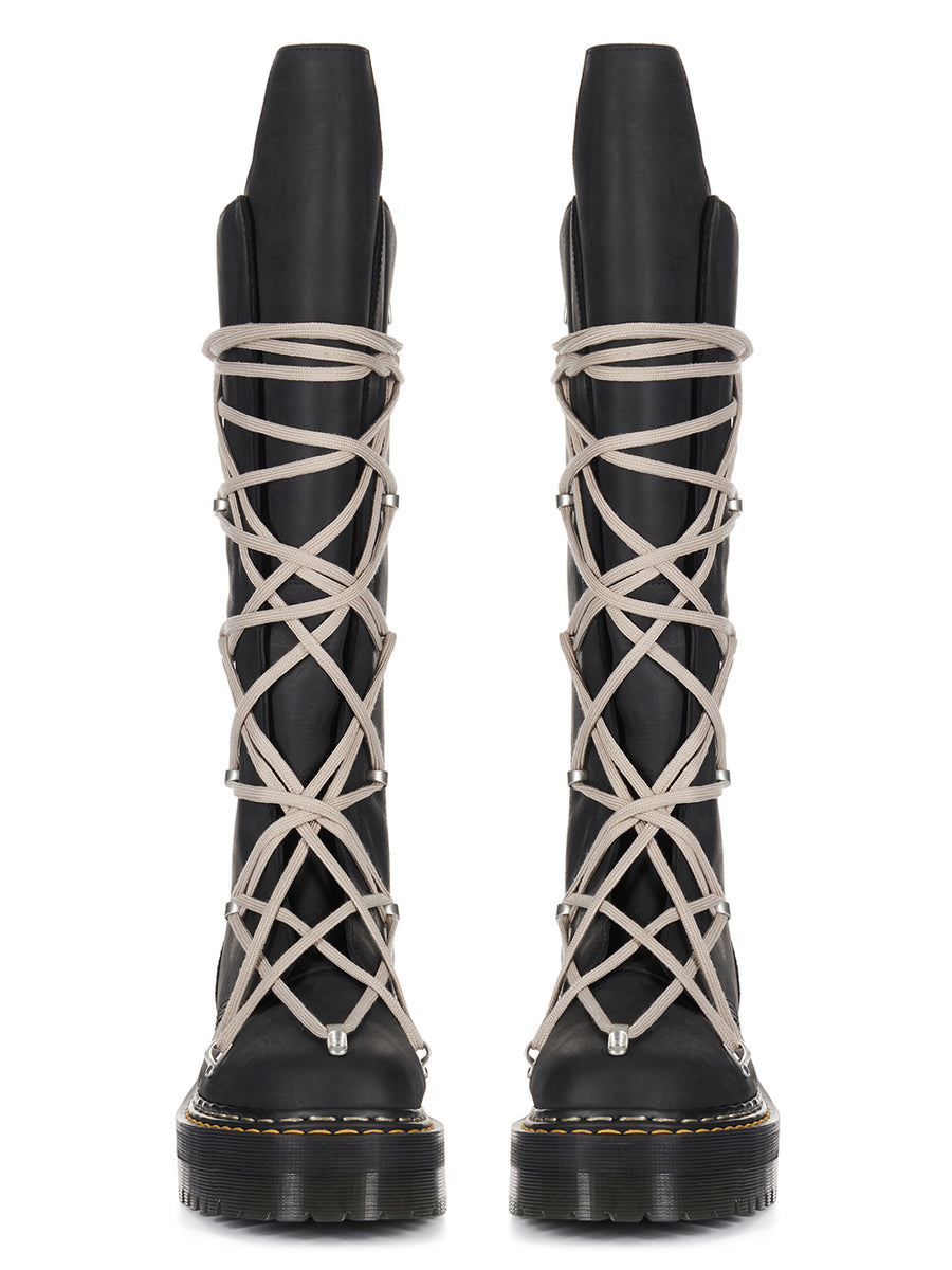 RICK OWENS - Dr.Martens 1B60 Quad Sole Pentalace Boot Black