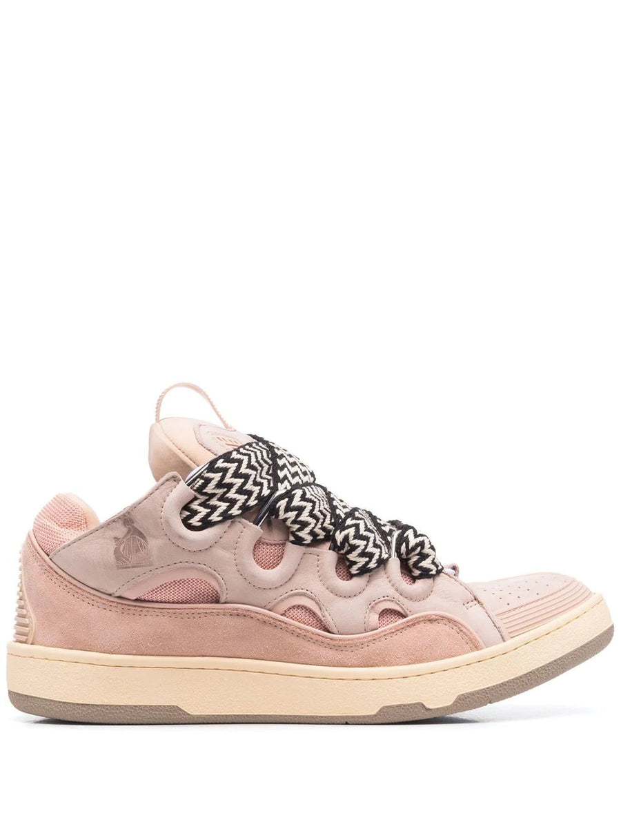 LANVIN - Leather Curb Pale Pink Sneakers