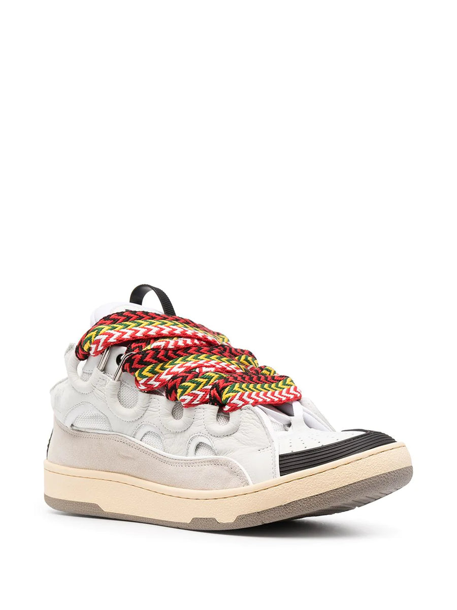 LANVIN - Leather Curb White Sneakers