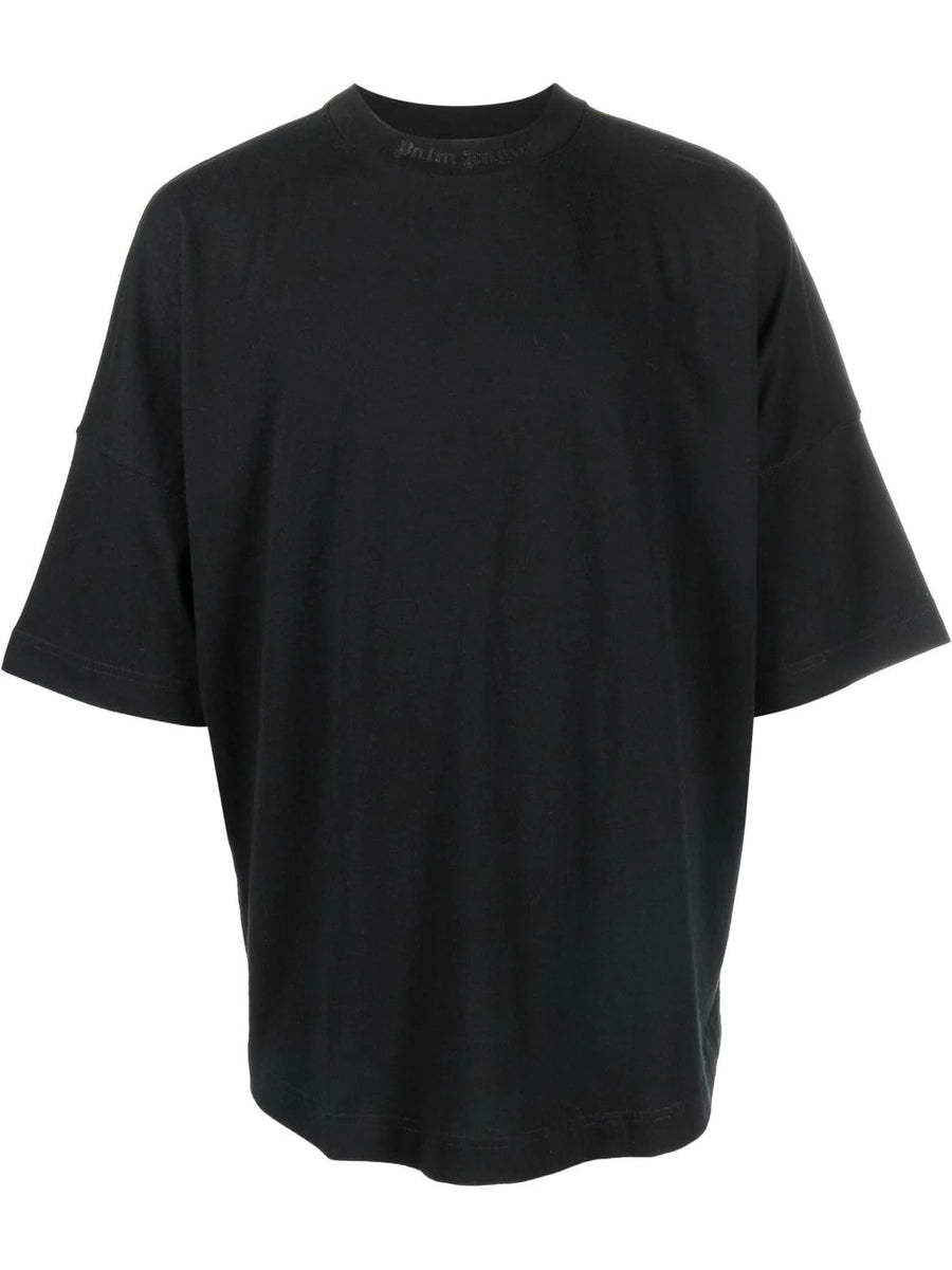 Palm Angels Logo Collar Back Crew Neck Black Oversize T-shirt